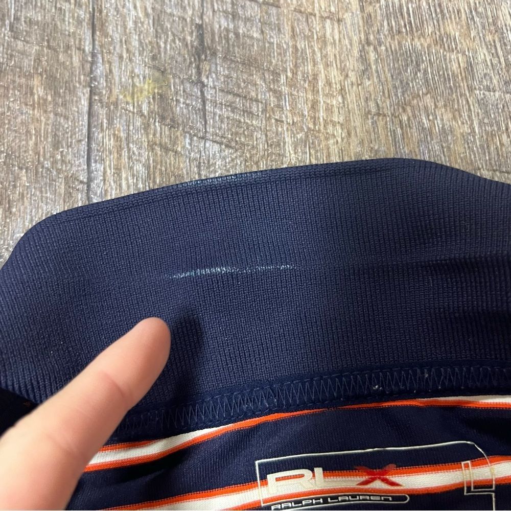 RLX Ralph Lauren Polo Shirt Mens Large Blue Orange Striped Golf Performance - Picture 4 of 9